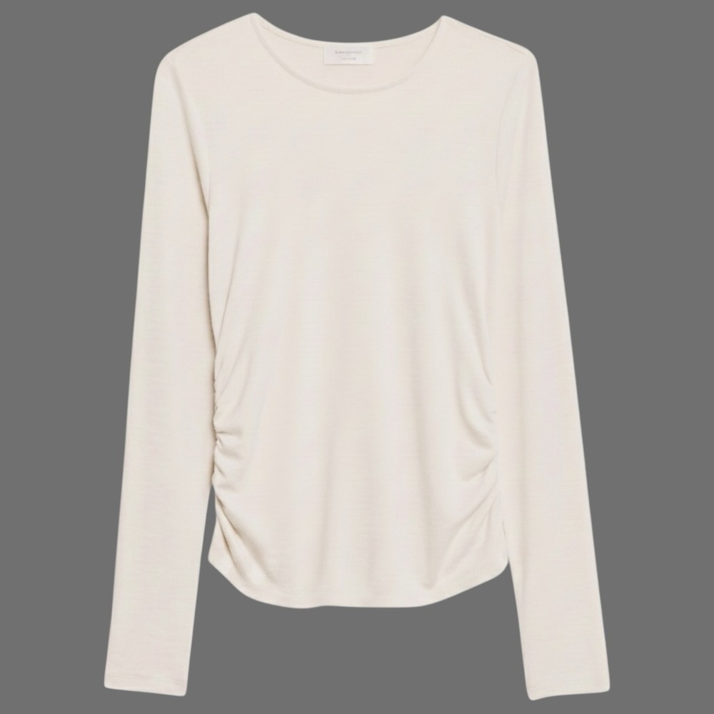 🆕 Banana Republic Factory Shirred Waist Top. Snow Day. Sz L. Brand New. NWOT